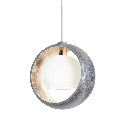 Pogo Cord Pendant, Silver/Inner Silver And Opal Matte, Satin Nickel Finish, 1x35W Halogen